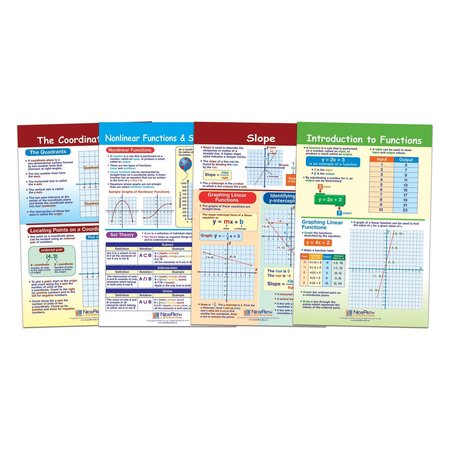 NEWPATH LEARNING Math Bulletin Board Chart Set, Graphs + Functions, Set of 4 93-6504
